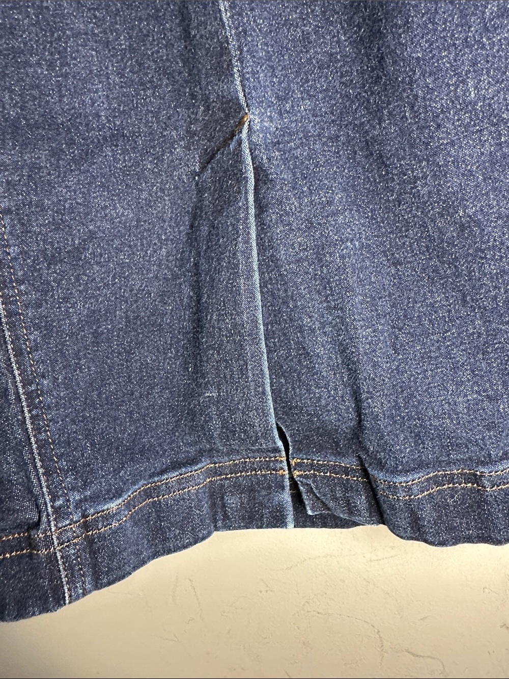LOFT Stretch Deep Indigo denim dress with brown contrast stitching - Picture 5 of 5
